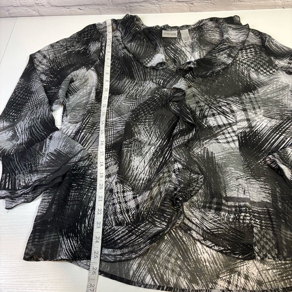 Chico’s Women's Sheer Black and White Top with Ruffles Size XL - Picture 4 of 7